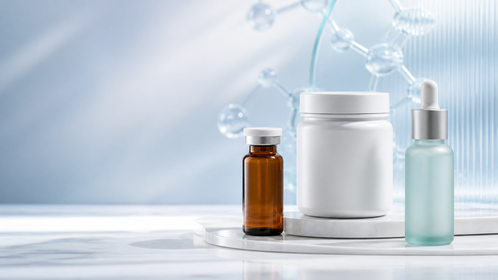 Clean research laboratory with peptide product packaging